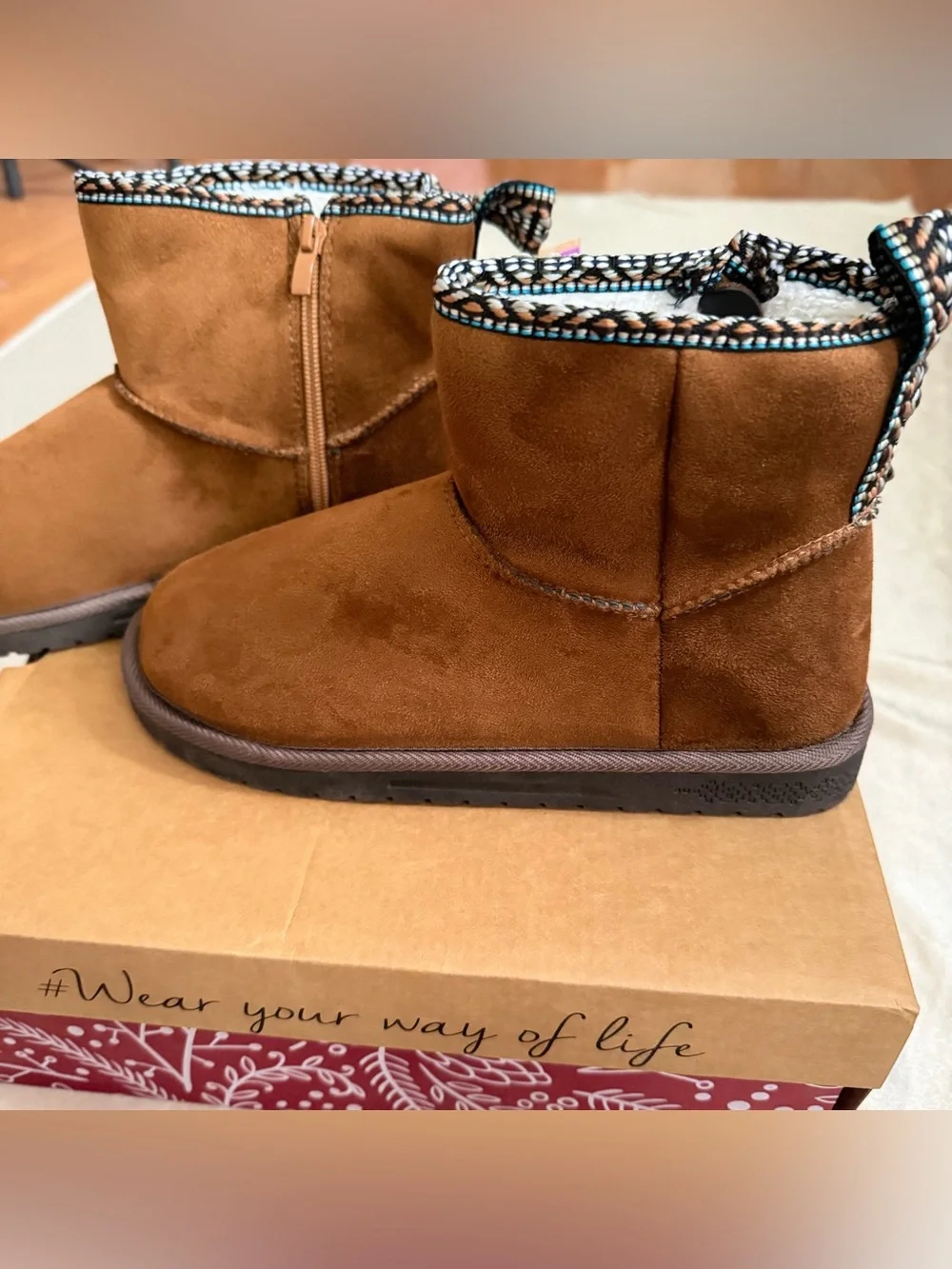 Muk Luks Side Zip Winter Boots - Tasha Chestnut Size 8 New In Box